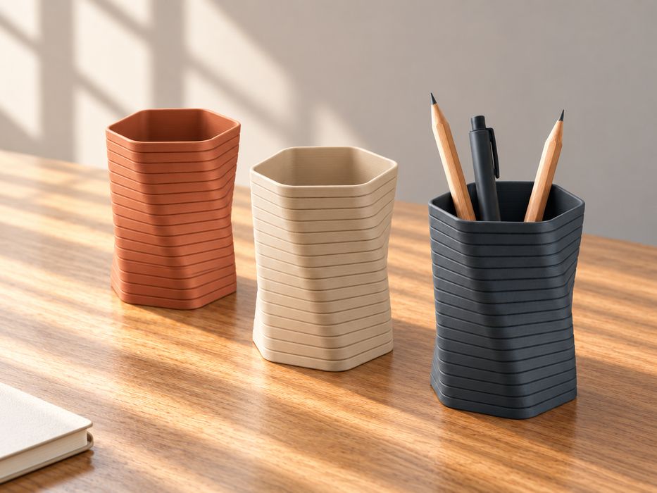 Cup para canetas e lápis hexagonal