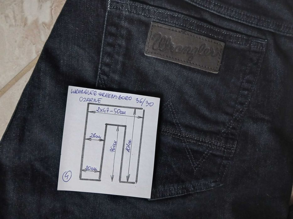 Jeansy Wrangler Greensboro 36/30 pas:2x47-50cm czarne