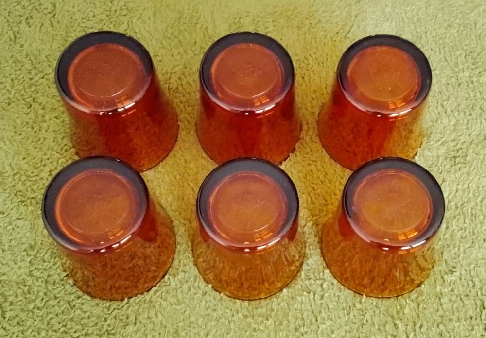 Szklanki DURALEX Amber Empilable 7,5 cm 6 szt. Vintage France.