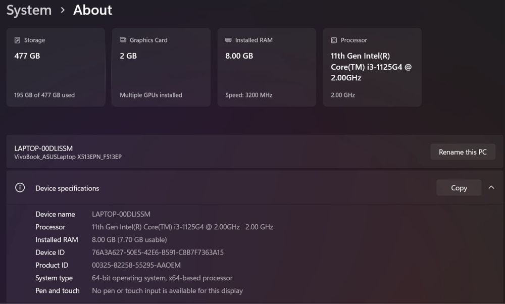 Portátil Asus VivoBook