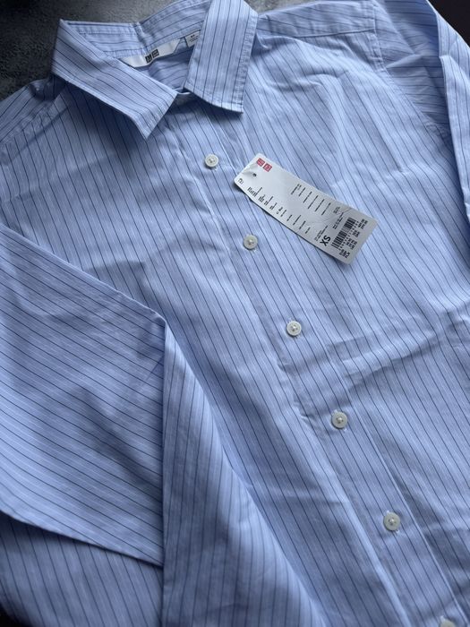 Бавовняна сорочка (у смужку) Uniqlo блакитна, розмір XS