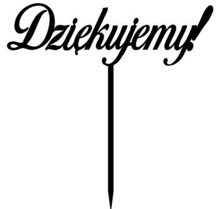 Topper czarny na tort Dziękujemy! Dekoracja tortowa Sweet Decor