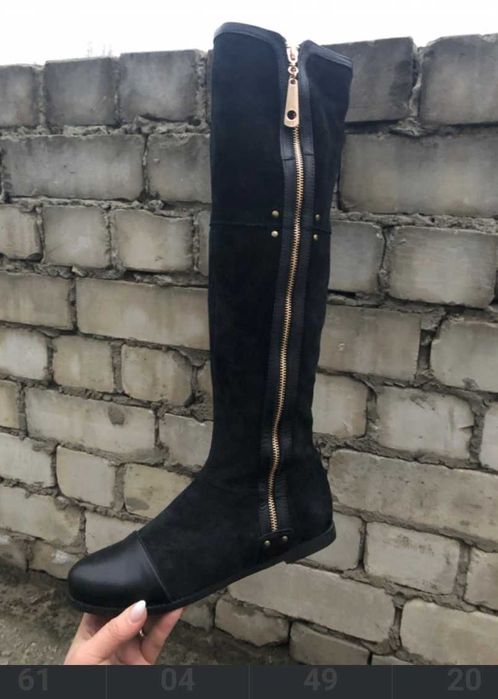 Сапоги (осень- весна) натуральный мягкий замш и кожа 39 размер