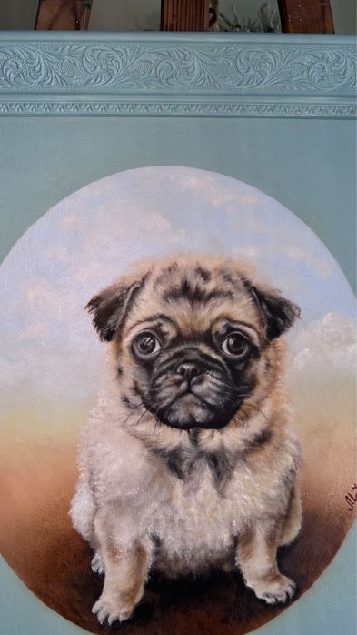 Картина олійними фарбами. Мопс