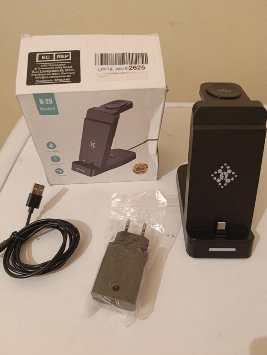 Ładowarka Indukcyjna 3-w-1 B-20 - Szybkie Ładowanie Telefonu, Słuchawe