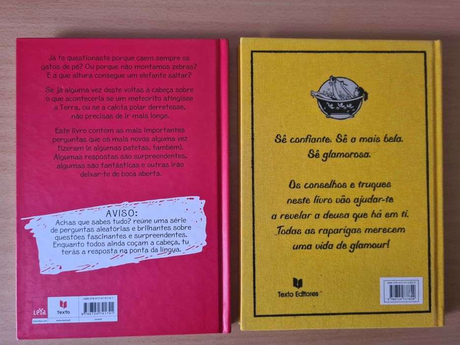 Livros "Achas que Sabes tudo?" e "Manual do Glamour para Raparigas"