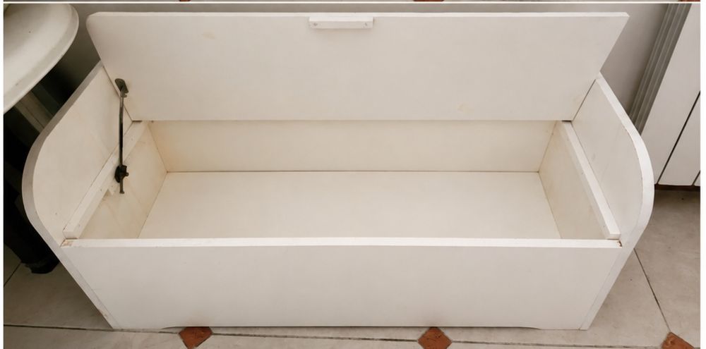 Baú de arrumação infantil branco 90x34x41 cm