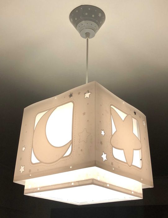 Candeeiro teto criança Moonlight Lua e estrelas cinza