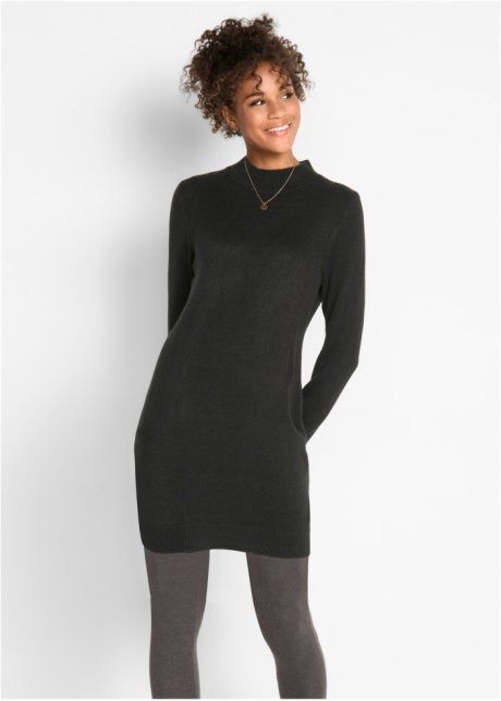 B.P.C sukienka dzianinowa czarna ze stójką ^40/42