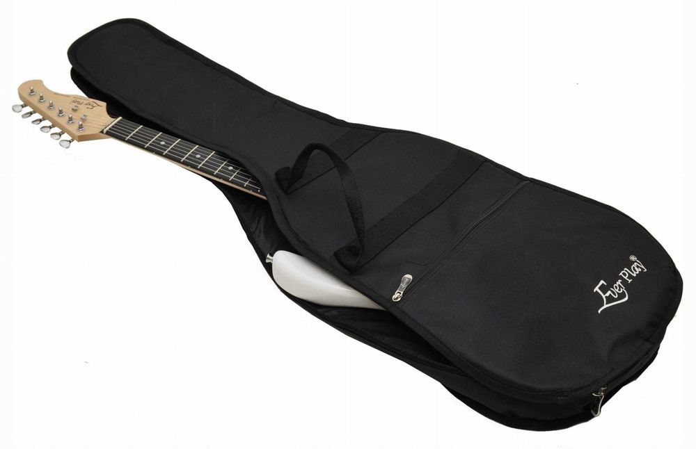 Gitara elektryczna Ever Play Stratocaster czarna MEGA zestaw XXL