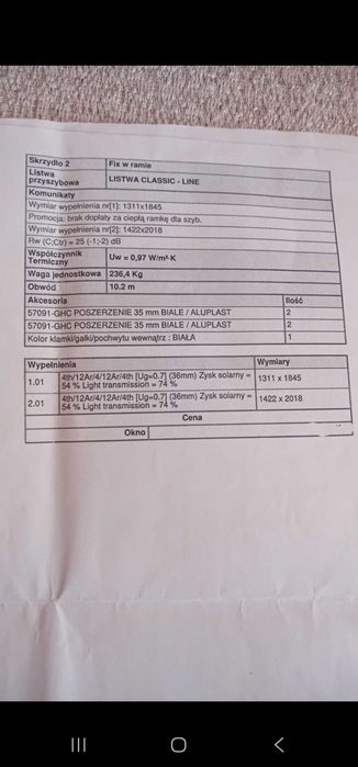 Okno drzwi tarasowe przesuwane,