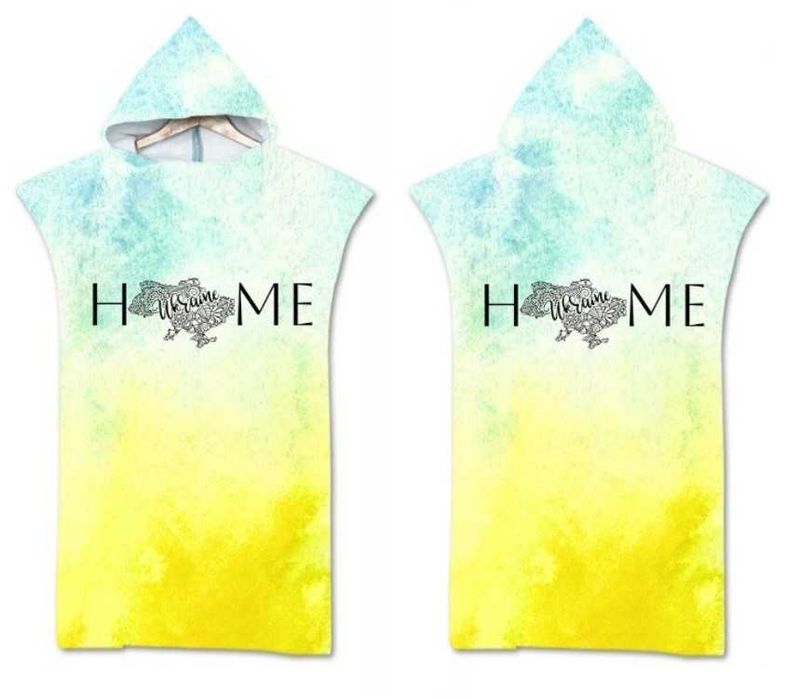 Женское пляжное полотенце пончо с капюшоном 75х140 см - 2 расцветки