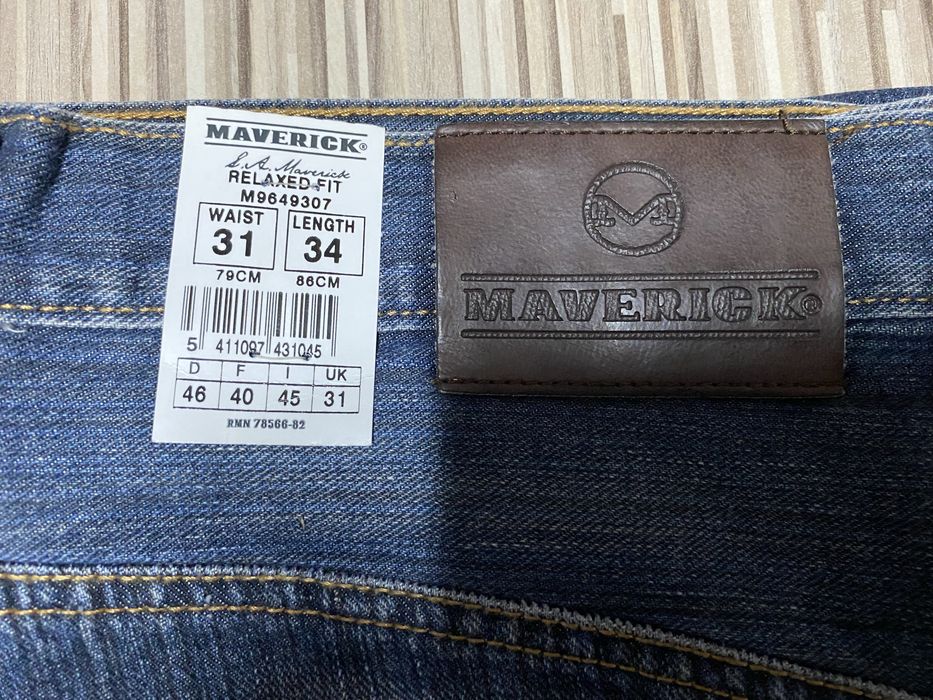 Spodnie męskie jeans 31/34 pas 82 cm komplet 2 sztuki Maverick nowe granat