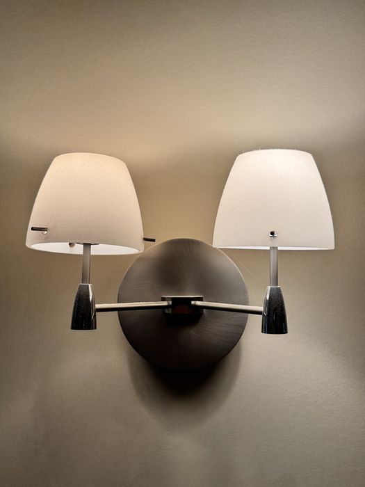 Candeeiros apliques de parede metal com abajur branco dupla luminária