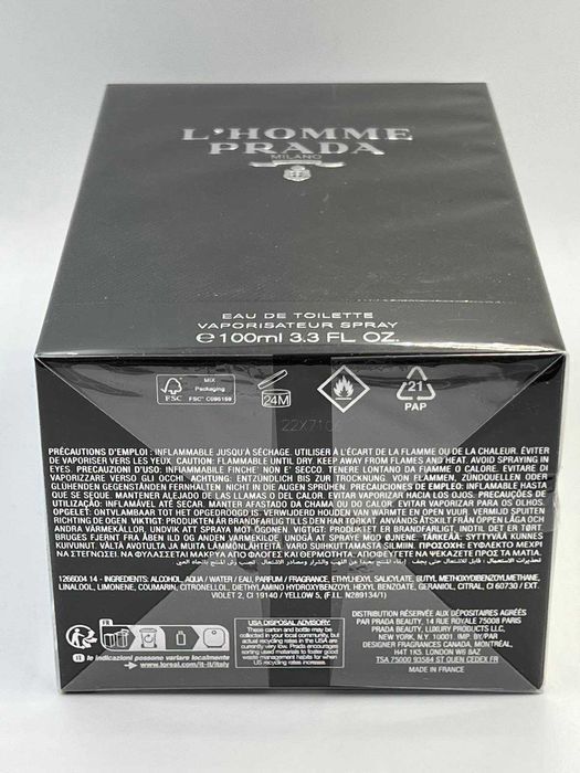 Prada L'Homme edt 100 мл  Оригинал