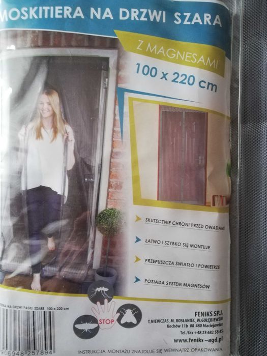 Moskitiera z magnesami na drzwi balkonowe 100x220
