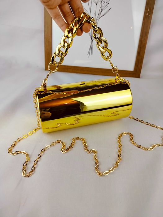 Nowa złota kopertówka beczułka nietypowa oryginalna modna