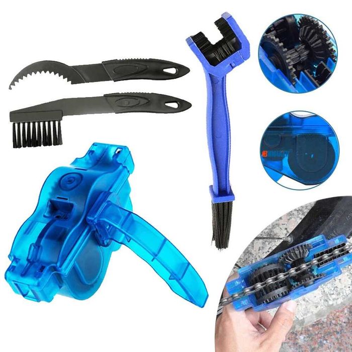 Kit de Limpeza de Corrente de Bicicleta - 3 Escovas