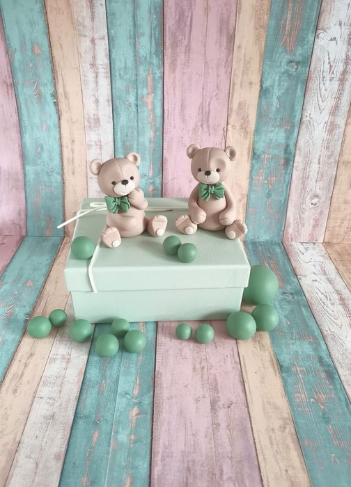 Dekoracja z masy cukrowej misie chrzest święty roczek 2