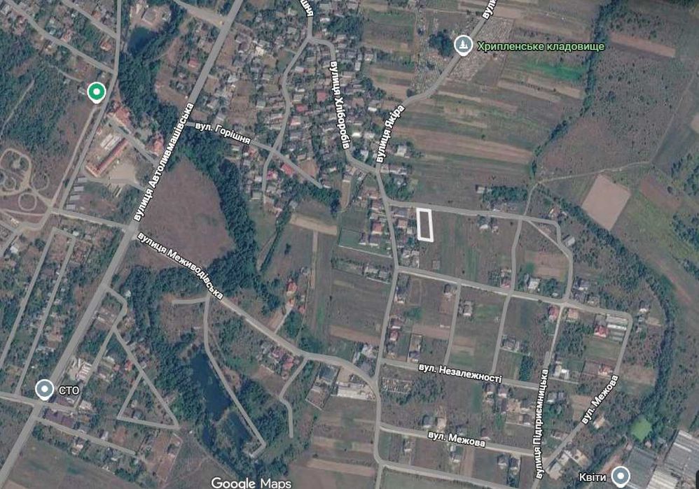Продається земельна ділянка 10 соток під забудову в с. Хриплин, світло газ асфальт будинки