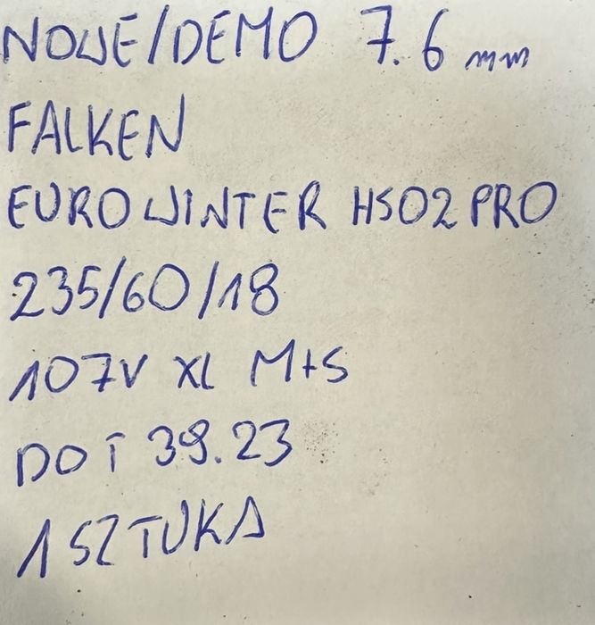 1X Falken EuroWinter HS02 PRO 235/60 R18