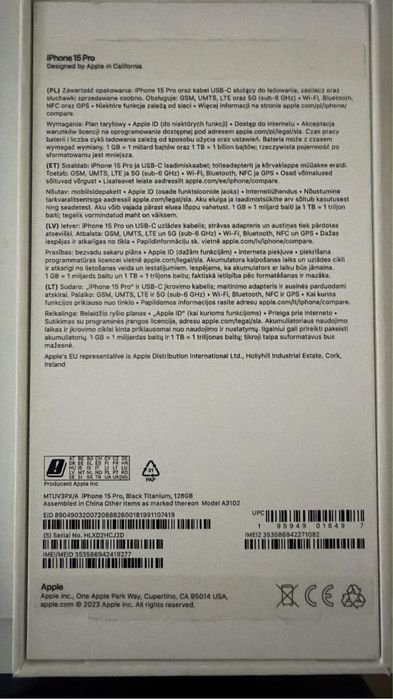 Iphone 15 Pro 128GB-czarny  *bateria  94%*