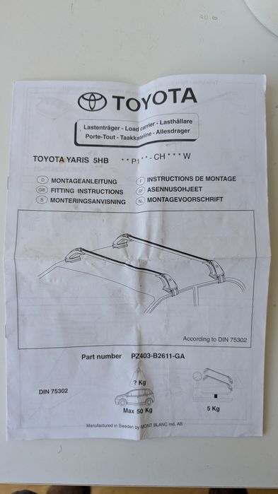 Barra Tejadilho Rack Toyota Yaris