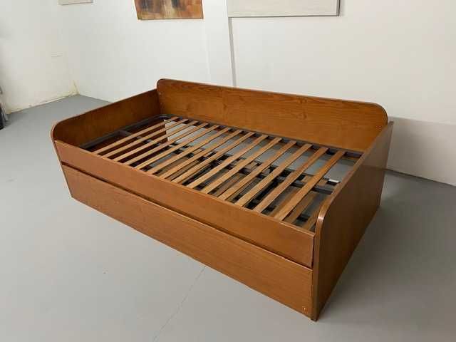 Cama-gavetão, madeira castanha, 80x190 cm X 2
