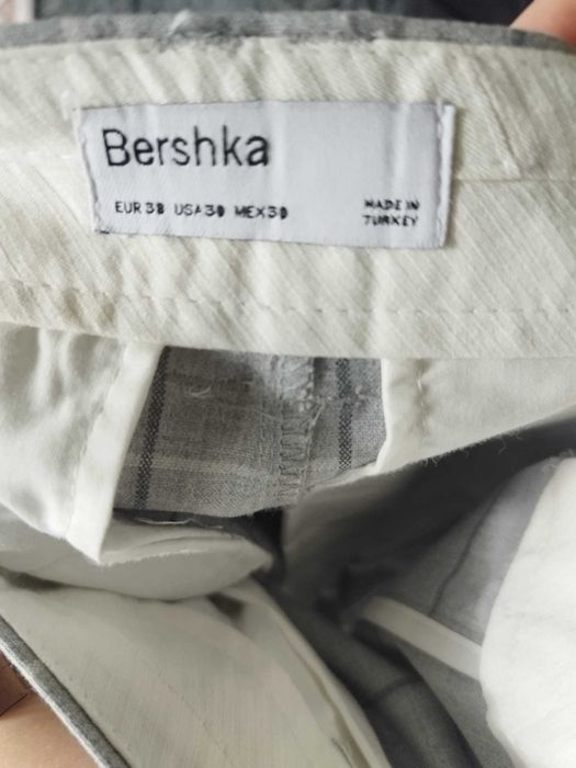 Męskie spodnie eleganckie loose popiel w kratę