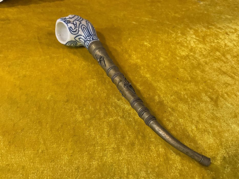 Cachimbo porcelana boquilha metal