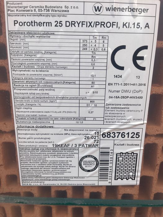 Pustak Porotherm 25 P+W Dryfix / Profi