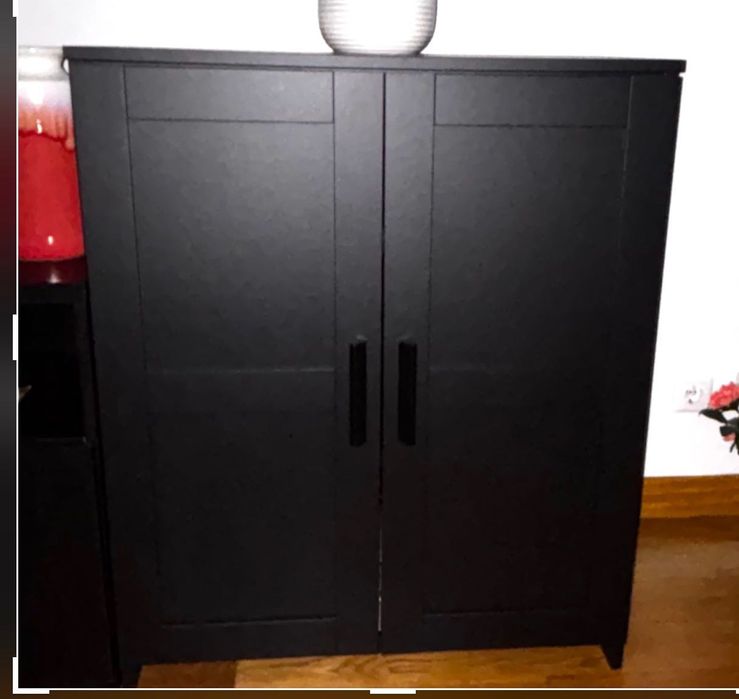 BRIMNES Armário c/portas, preto, 78x95 cm