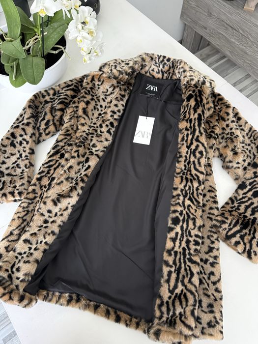 Płaszcz panterkowy Zara rozmiar S