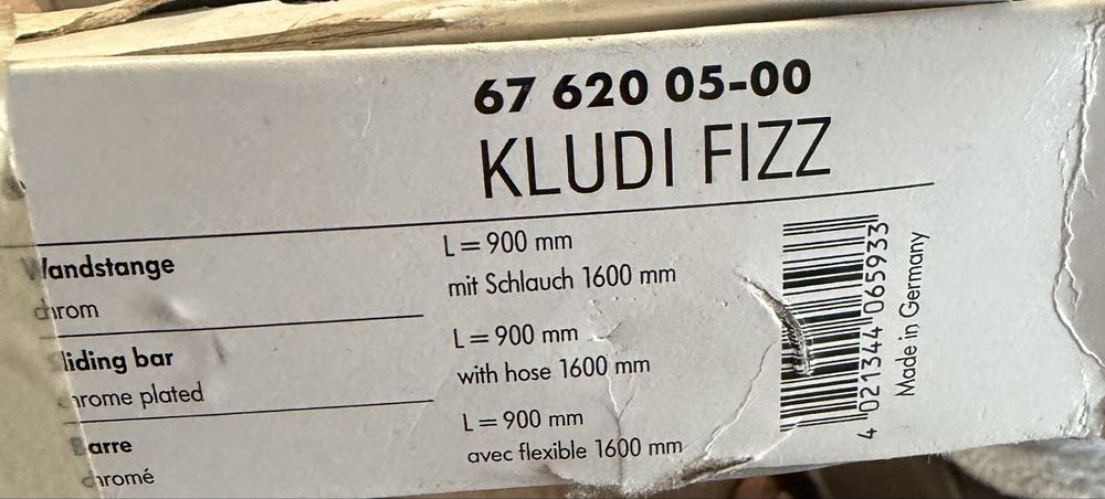 KLUDI Fizz drążek ścienny z suwakiem regulowanym Nowy