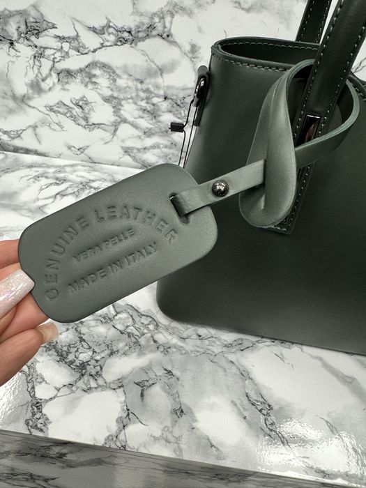 Сумка шкіряна темно-зелена  Зеленая кожаная сумка итальянская