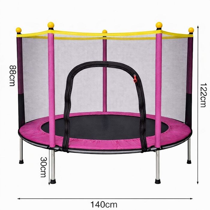 Батут дитячий Fitonix 140 см посилений із захисною сіткою. Рожевий.