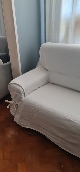 Capa de sofá, Linho e algodão, La Redoute,  cor cru