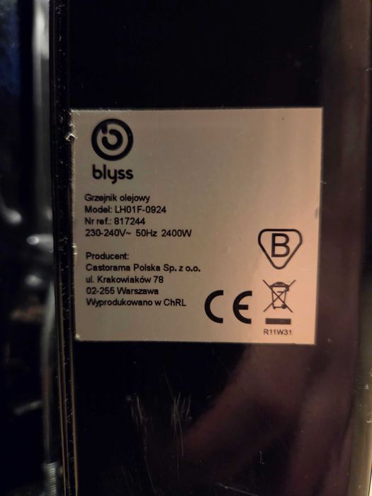 Grzejnik olejowy Blyss 2500W