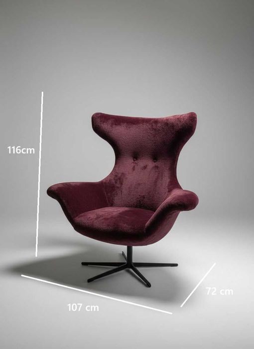 Nowoczesny fotel lounge  z funkcją Tilt przytulne futerko bordo