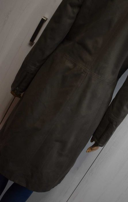 Płaszcz M L 38 przejściowy do kolan dyplomatka prosty elegancki długi