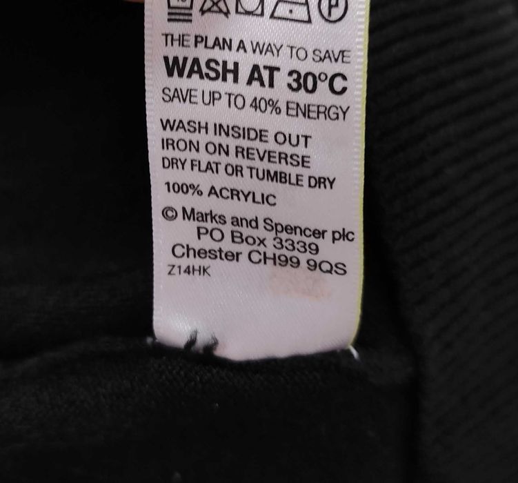 Męski Sweter Dekolt V Serek Czarny Marks & Spencer |R. L