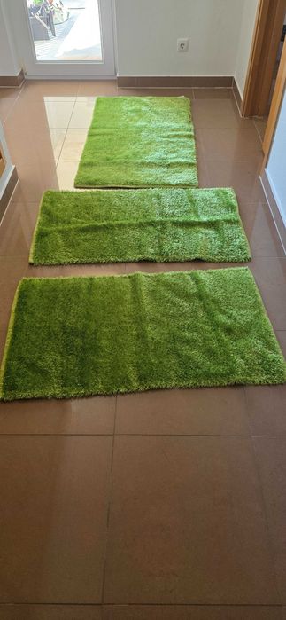 Conjunto de 3 tapetes de quarto verdes
