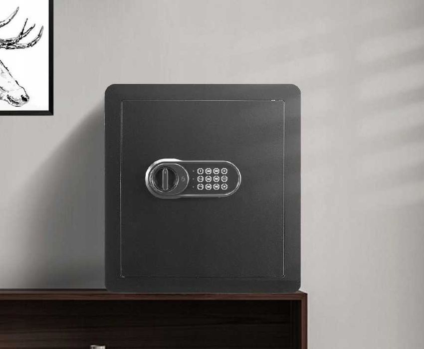 Sejf domowy szyfrowy kasetka ognioodporna torba 51 l stal czarny premium