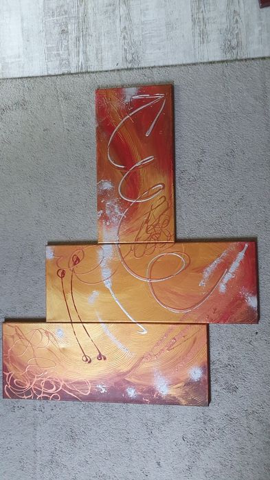 obrazy tryptyk, abstrakcja, 3 części