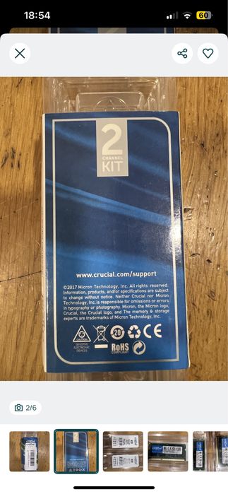 Memória RAM DDR4 CRUCIAL CT2K102464BF186D (2 x 8 GB) - NOVO