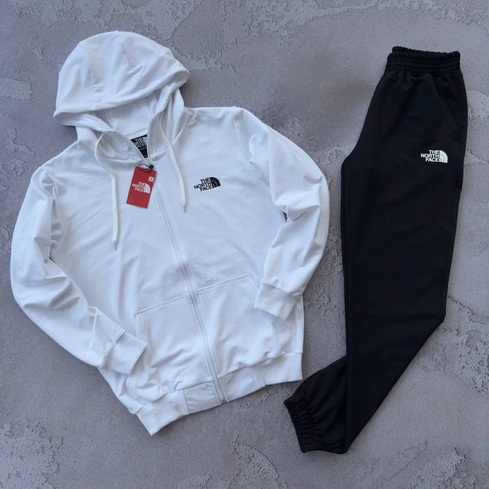 Чоловічий спортивний костюм TNF білий РОЗПРОДАЖ, мужской костюм ТНФ зіпер штани