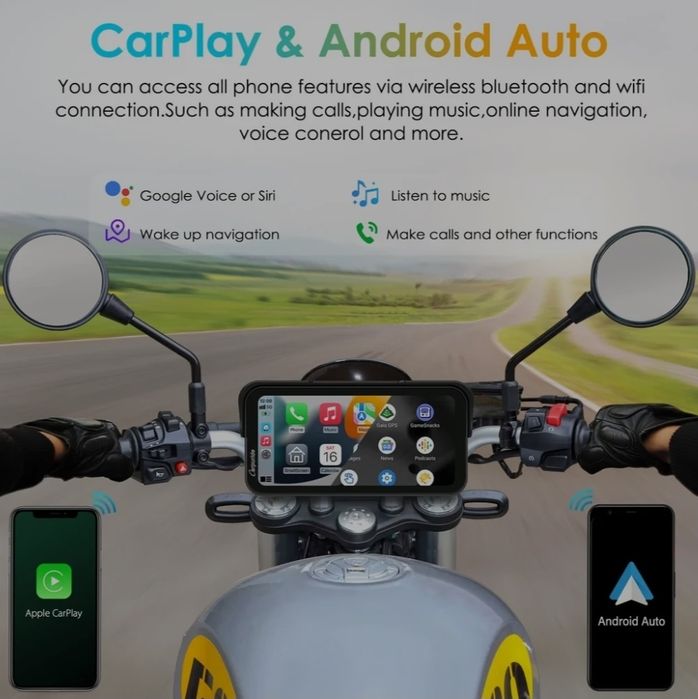 Car Play Android auto para moto, Carpuride W603