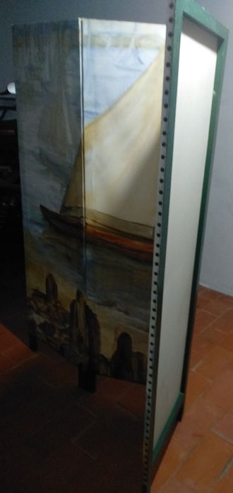 Biombo com pintura a óleo