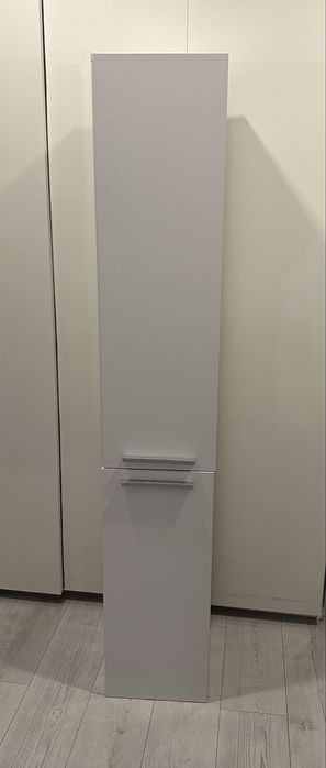 Słupek łazienkowy Nel IV Biały Połysk z drzwiami i koszem