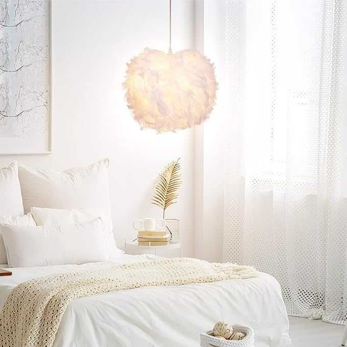 ALLOMN Lampa wisząca Skaulo LED z piór, E27, Ø 22 cm, biała